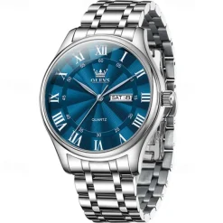 The New Olevs Men'S Business Watch Calendar Week Display Waterproof Dual Calendar Casual Quartz Watch Men'S Sports Watch