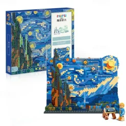 The Starry Night Building Kit - Micro Building Blocks Sets Mini Construction Model DIY Art Projects Home Decor Display Ideas Painting Set Christmas Gift for Adults