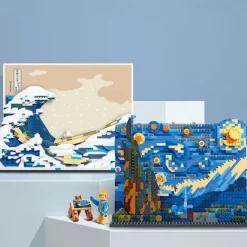 The Starry Night Building Kit - Micro Building Blocks Sets Mini Construction Model DIY Art Projects Home Decor Display Ideas Painting Set Christmas Gift for Adults