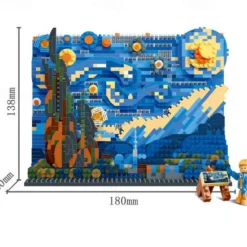 The Starry Night Building Kit - Micro Building Blocks Sets Mini Construction Model DIY Art Projects Home Decor Display Ideas Painting Set Christmas Gift for Adults