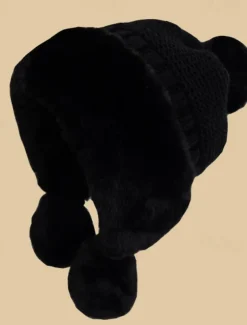 Thicken Bomber Hats New Style Women Fur Ball Plus Velvet Warm Hood Outdoor Winter Cold-Proof Fashion Cute Woolen Cap