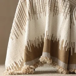 Thickened Sofa Blanket Autumn And Winter Gradient Striped Jacquard Half Velvet Sofa Towel With Tassels Multi-functional Blanket