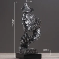 Thinker Statue - Silence is Gold Modern Decor Creative Abstract Art Figurine Resin Sculptures Decoration Room Home Study Office for Men Desktop Ornament