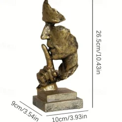 Thinker Statue - Silence is Gold Modern Decor Creative Abstract Art Figurine Resin Sculptures Decoration Room Home Study Office for Men Desktop Ornament