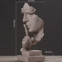 Thinker Statue - Silence is Gold Modern Decor Creative Abstract Art Figurine Resin Sculptures Decoration Room Home Study Office for Men Desktop Ornament