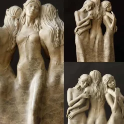 Three Goddess Embracing Statue, Handmade Resin Goddess Figurine Decor, Modern Statue for Home Living Room Office Decor, for Women