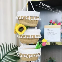 Three-layer Hanging Basket Cosmetics Storage Basket Home Wall-mounted Cute Storage Basket