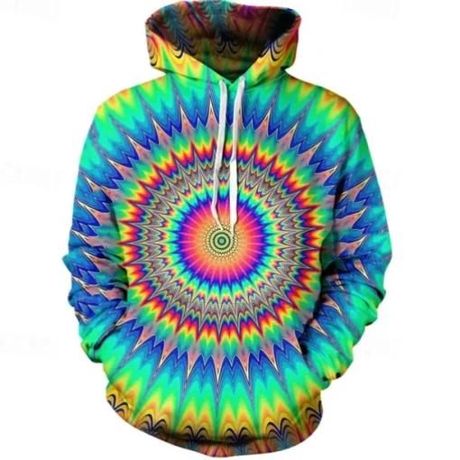 Tie-dye Print Hoodie 1980s Disco Hoodie Christmas Hoodie Cartoon Manga Anime Front Pocket Graphic Hoodie For Men's Women's Unisex Adults'