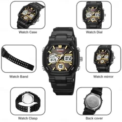 Time Beauty Fashion Multi functional Student Watch Electronic Watch Sports 3 Time Display Electronic Watch