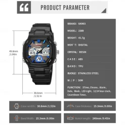 Time Beauty Fashion Multi functional Student Watch Electronic Watch Sports 3 Time Display Electronic Watch