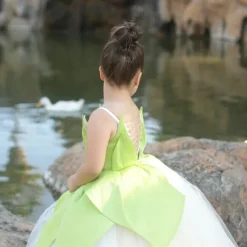 Tinker Bell Fairytale Princess Tiana Flower Girl Dress Theme Party Costume Tulle Dresses Girls' Movie Cosplay Cosplay Halloween Green Dress Halloween Carnival Masquerade World Book Day Costumes