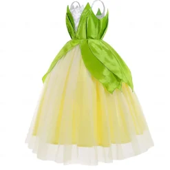 Tinker Bell Fairytale Princess Tiana Flower Girl Dress Theme Party Costume Tulle Dresses Girls' Movie Cosplay Cosplay Halloween Green Dress Halloween Carnival Masquerade World Book Day Costumes