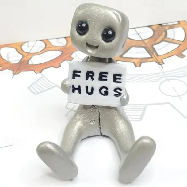Tiny Robot Figure with Slogan - Your Anxiety is A Lying H*e Robot, Inspirational Cute Fun Office Desk Decorations