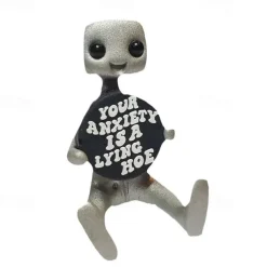 Tiny Robot Figure with Slogan - Your Anxiety is A Lying H*e Robot, Inspirational Cute Fun Office Desk Decorations