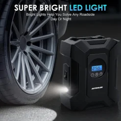 Tire Inflator Portable Air Compressor, 12v Dc Air Pump for Car Tires with Digital Pressure Gauge 150psi and Emergency Led Light, Tire Pump for Car Bicycle Motorcycle Basketball and Other Inflatables