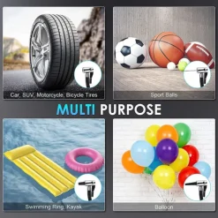 Tire Inflator Portable Air Compressor, 12v Dc Air Pump for Car Tires with Digital Pressure Gauge 150psi and Emergency Led Light, Tire Pump for Car Bicycle Motorcycle Basketball and Other Inflatables