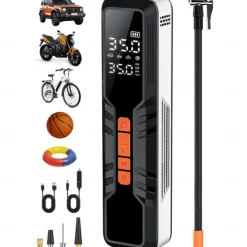 Tire Inflator Portable Air Compressor 4X Air Pump for Car Tires 150PSI&10000mAh Portable Tire Inflator for Car 12DC Air Pump