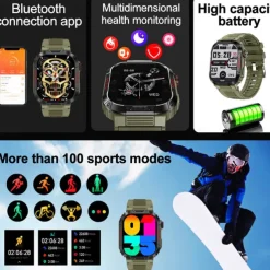 TK25 Sport Outdoor Smart watch Men IP68 Waterproof ECGPPG Health monitoring Bluetooth Call Reloj SmartWatch For Android IOS