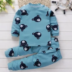 Toddler Boys 2 Pieces Pajama Sets Long Sleeve AB022 AB01 AB04 Animal Cartoon Crewneck Spring Fall Daily Home 3-7 Years