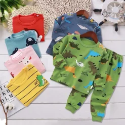 Toddler Boys 2 Pieces Pajama Sets Long Sleeve AB022 AB01 AB04 Animal Cartoon Crewneck Spring Fall Daily Home 3-7 Years