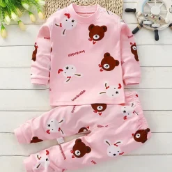Toddler Boys 2 Pieces Pajama Sets Long Sleeve AB022 AB01 AB04 Animal Cartoon Crewneck Spring Fall Daily Home 3-7 Years