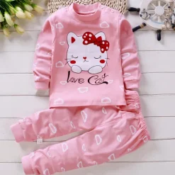 Toddler Boys 2 Pieces Pajama Sets Long Sleeve AB022 AB01 AB04 Animal Cartoon Crewneck Spring Fall Daily Home 3-7 Years