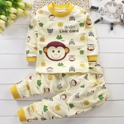 Toddler Boys 2 Pieces Pajama Sets Long Sleeve AB022 AB01 AB04 Animal Cartoon Crewneck Spring Fall Daily Home 3-7 Years