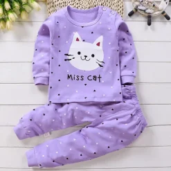 Toddler Boys 2 Pieces Pajama Sets Long Sleeve AB022 AB01 AB04 Animal Cartoon Crewneck Spring Fall Daily Home 3-7 Years