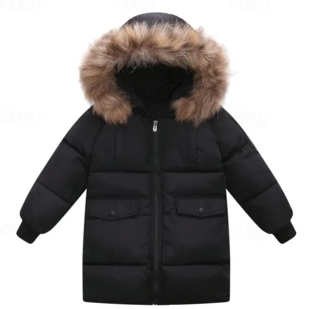 Toddler Boys Down Coat Outerwear Solid Color Long Sleeve Zipper Coat Adorable Daily Black Army Green Winter Fall 3-7 Years