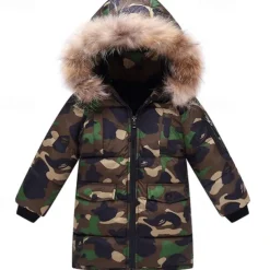 Toddler Boys Down Coat Outerwear Solid Color Long Sleeve Zipper Coat Adorable Daily Black Army Green Winter Fall 3-7 Years