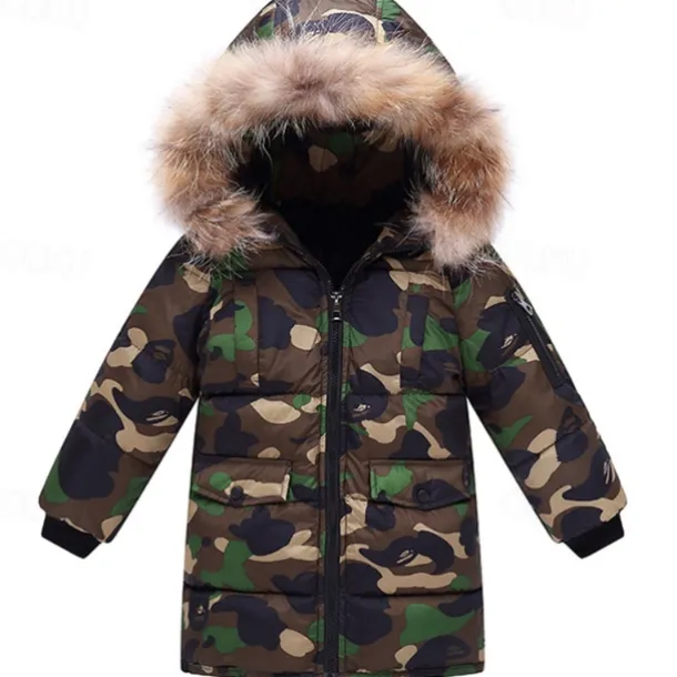 Toddler Boys Down Coat Outerwear Solid Color Long Sleeve Zipper Coat Adorable Daily Black Army Green Winter Fall 3-7 Years