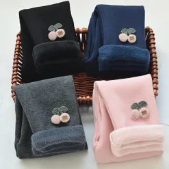 Toddler Girls' Fleece Lined Leggings Floral Active Outdoor 7-13 Years Fall Taro purple Black Pink