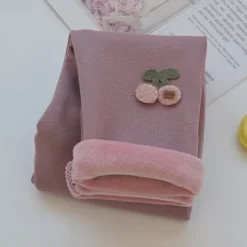 Toddler Girls' Fleece Lined Leggings Floral Active Outdoor 7-13 Years Fall Taro purple Black Pink