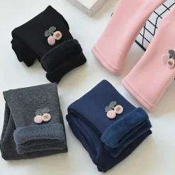 Toddler Girls' Fleece Lined Leggings Floral Active Outdoor 7-13 Years Fall Taro purple Black Pink