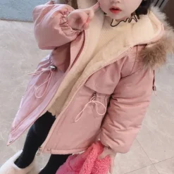 Toddler Girls' Parka Solid Color Fashion Outdoor Cotton Coat Outerwear 3-7 Years Fall Black Pink Blue