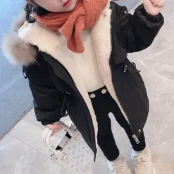 Toddler Girls' Parka Solid Color Fashion Outdoor Cotton Coat Outerwear 3-7 Years Fall Black Pink Blue