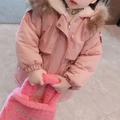 Toddler Girls' Parka Solid Color Fashion Outdoor Cotton Coat Outerwear 3-7 Years Fall Black Pink Blue