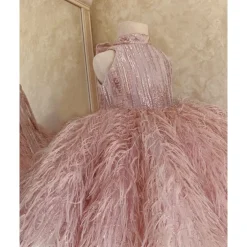 Toddler Girls' Party Dress Sequin Sleeveless Performance Mesh Cute Princess Polyester Above Knee Sheath Dress Tulle Dress Summer Spring Fall 3-7 Years Champagne Pink