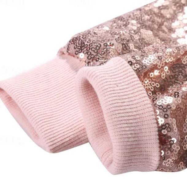 Toddler Girls' Sequin Jacket & Coat Long Sleeve Gold Pink Winter Fall Active Outdoor 3-7 Years
