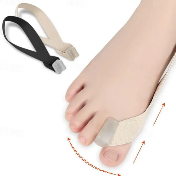 Toe Separator with Elastic Band for Bunion Relief and Toe Alignment, Comfortable and Adjustable Gel Toe Straightener for Foot Pain Support