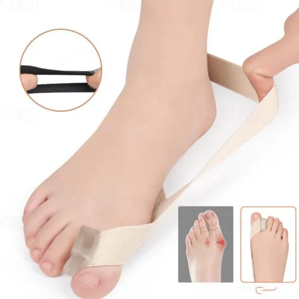 Toe Separator with Elastic Band for Bunion Relief and Toe Alignment, Comfortable and Adjustable Gel Toe Straightener for Foot Pain Support