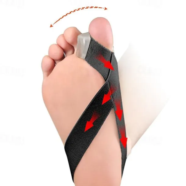 Toe Separator with Elastic Band for Bunion Relief and Toe Alignment, Comfortable and Adjustable Gel Toe Straightener for Foot Pain Support