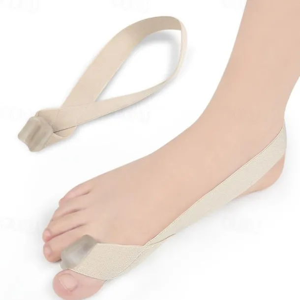 Toe Separator with Elastic Band for Bunion Relief and Toe Alignment, Comfortable and Adjustable Gel Toe Straightener for Foot Pain Support