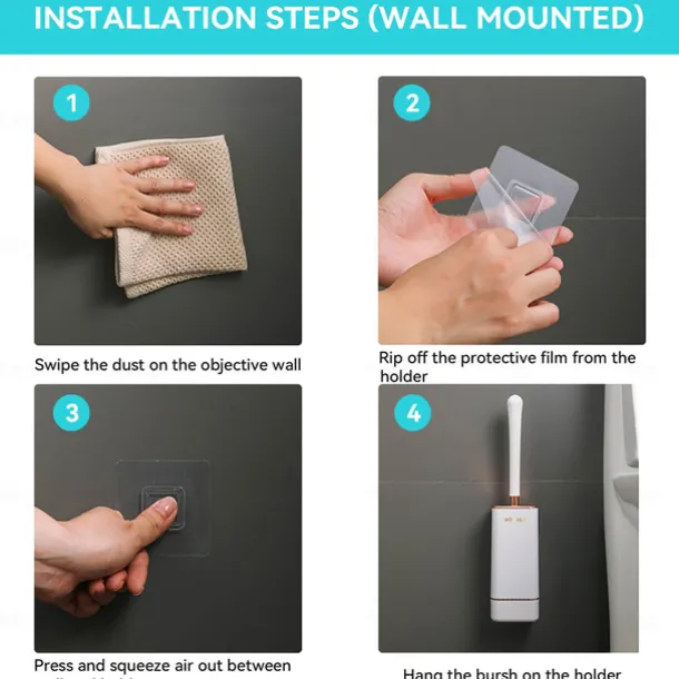 Toilet Brush And Holder, Elegant Silicone Toilet Bowl Brush Set With Ergonomic Long Handle, Modern Bathroom Decor Cleaning Accessories, Durable, Deep Cleaning, Black & White