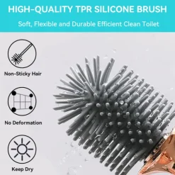 Toilet Brush And Holder, Elegant Silicone Toilet Bowl Brush Set With Ergonomic Long Handle, Modern Bathroom Decor Cleaning Accessories, Durable, Deep Cleaning, Black & White