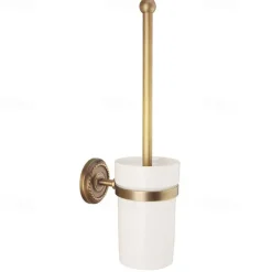 Toilet Brush with Holder,Antique Brass Wall Mounted Rubber Painted Toilet Bowl Brush and Holder for Bathroom