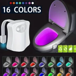 Toilet Night Light PIR Motion Sensor Toilet Lights LED Washroom Night Lamp 16/8 Colors Toilet Bowl Lighting For Bathroom Washroom