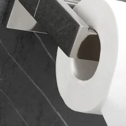 Toilet Paper Holder Premium Design Contemporary Stainless Steel for Bathroom Wall Mounted Brushed Silvery 1pc