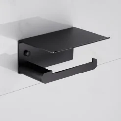 Toilet Paper Holder with Shelf Wall Mounted,Aluminum Toilet Paper Roll Holder, Tissue Roll with Mobile Phone Storage