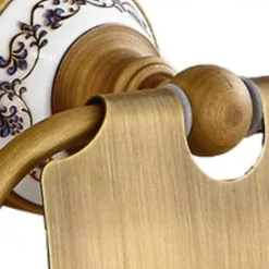 Toilet Paper Holders Contemporary Brass with Ceramic Carved Design Roll Paper Holders Wall Mounted 1pc